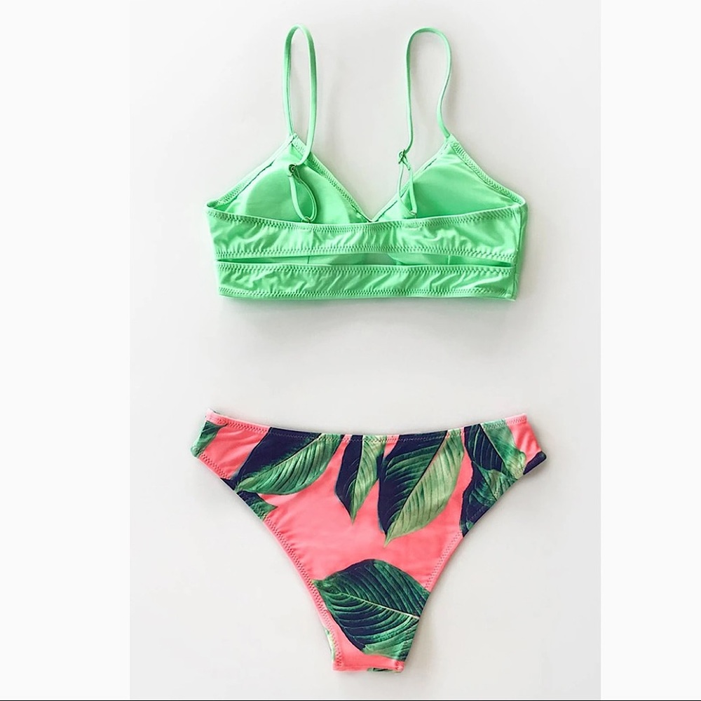Cupshe Neon Palm Print Bikini Set Size M - Picture 4 of 5